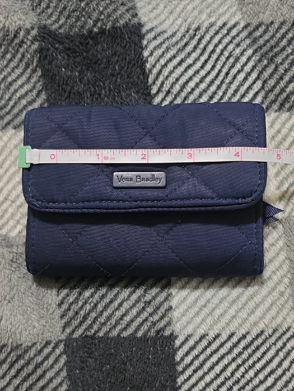 Vera Bradley Navy Blue Riley Quilted Compact Trifold Wallet - Picture 5 of 6